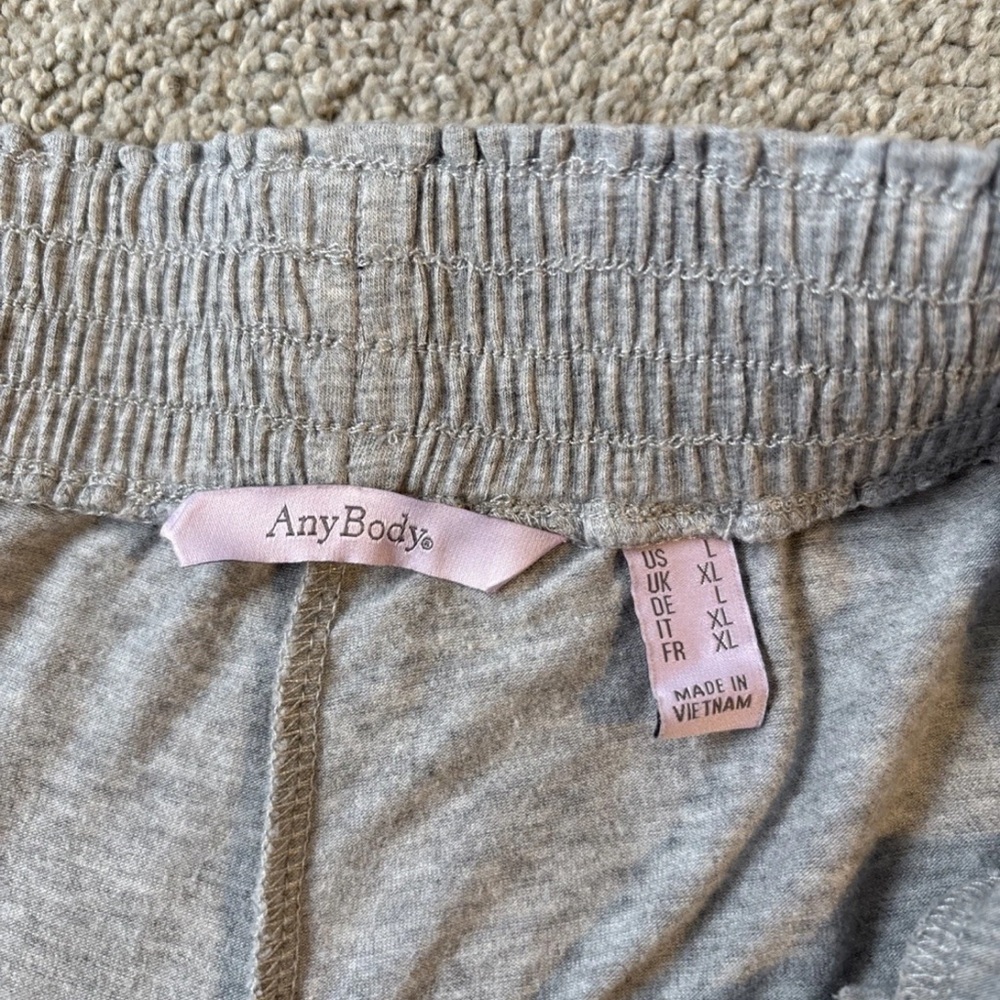 AnyBody Womens Lounge Cozy Soft Knit Wideleg Pants Size Large Gray Elastic Waist - Picture 9 of 15